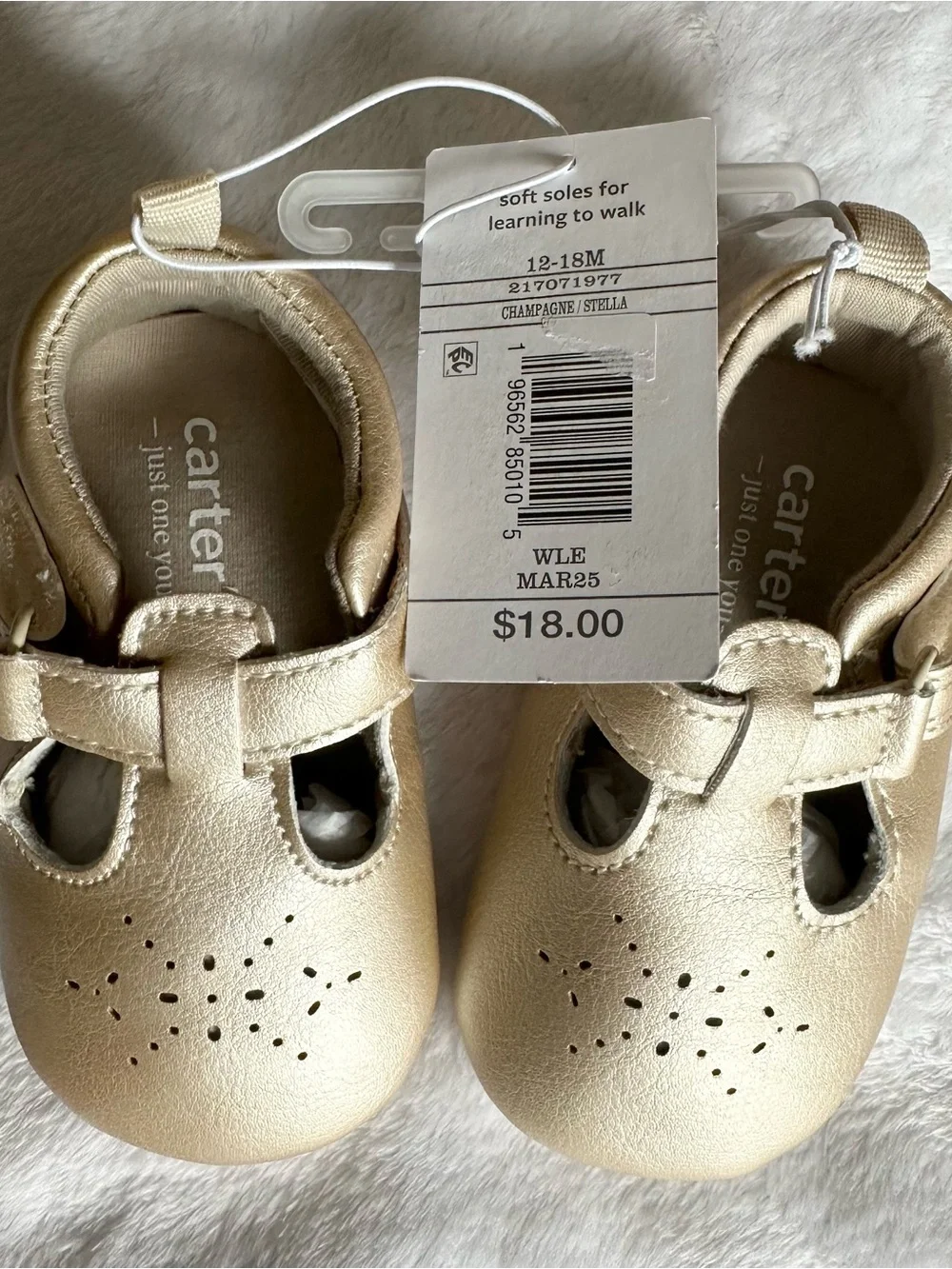 Carter's Metallic Gold T-Strap Baby Shoes